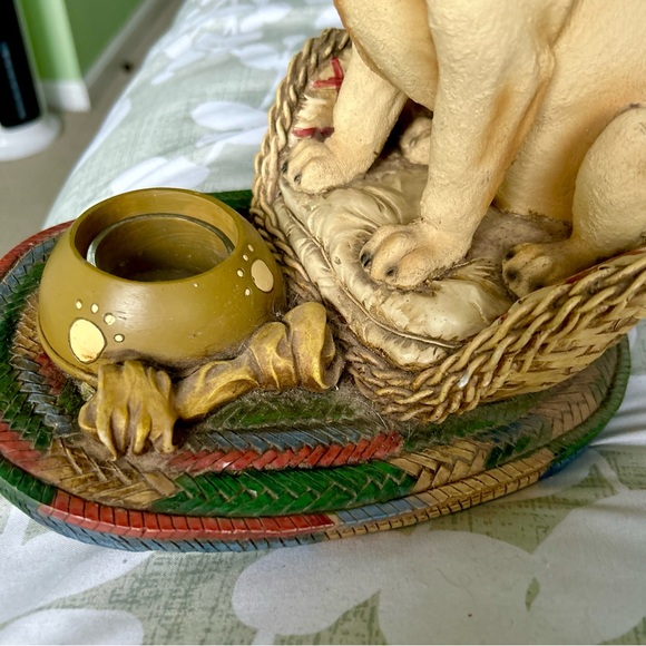 VTG Textured Pug Dog In Bed Doggy Lovers 3D Statue Candle Tea Light Holder - Picture 10 of 13